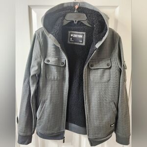 Zoo York Men's Gray Hooded Bomber Jacket